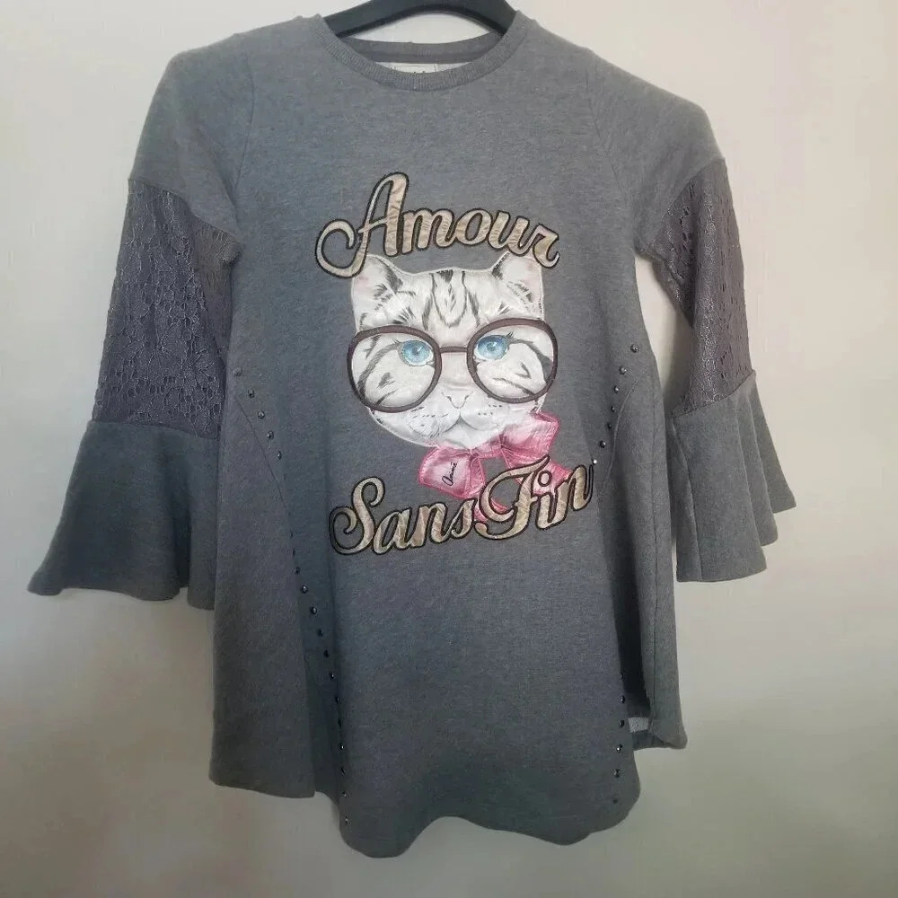 Womens Cat Anime Pullover Sweater Blouse Size 12